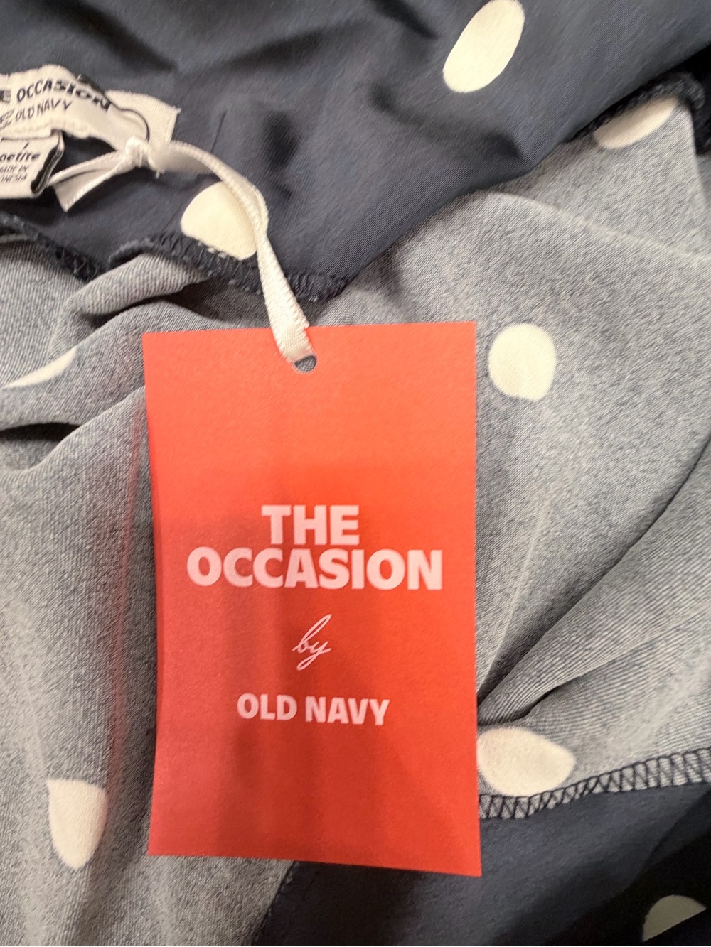 NWT Old Navy The Occasion Navy Polka Dot Slip Dress L Petite - Picture 5 of 10